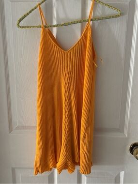 Free People Bright Orange Ribbed Knit Swim Coverup